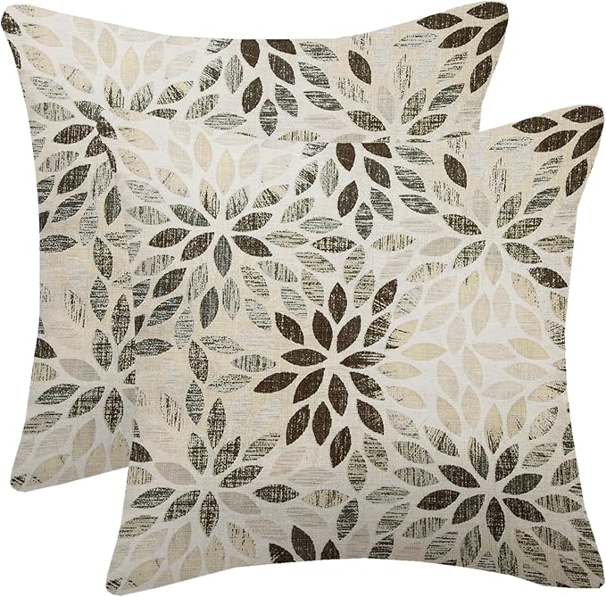Black Grey Pillow Covers 20x20 Inch Set of 2 Summer Rust Geometric Flower Outdoor Decorative Throw Pillows Farmhouse Dahlia Pillow Case Linen Square Cushion Cover for Home Sofa Bedroom