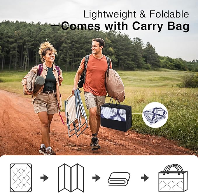 OLANLY Reversible Outdoor Rug 5x8 ft Clearance, Waterproof Outdoor Plastic Straw Rug with Interlacing Pattern, RV Mat for Patio, Camping, Balcony, Deck, Backyard, Navy & White