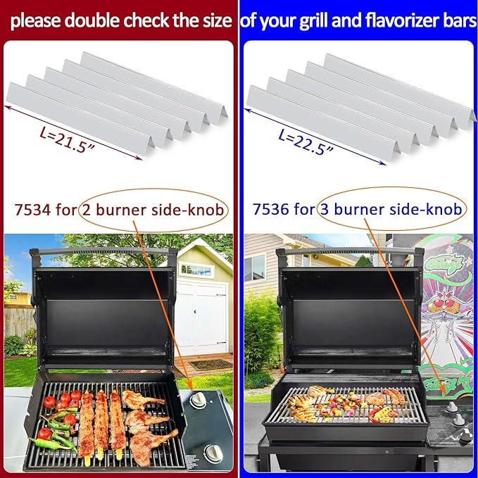 GasSaf 21.5" Flavorizer Bars Replace for Weber 7534, Genesis Silver A, Spirit 200 Series E/S200 E/S-210, Spirit 500 with Side Control Knob, 5-Pack Stainless Steel Flavor Bars(21.5" x 1.7" x 1.7")