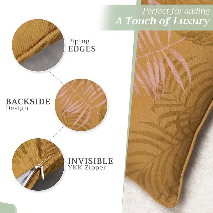 Maison d' Hermine Decorative Pillow Covers 12x20 Inch Rectangle 100% Cotton Throw pillow Covers with invisible Zipper Cushion Case for Living Room Couch, Chair, Sofas, Bedroom, Home (Creole - Caramel)