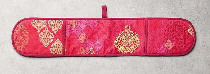 Maison d' Hermine Double Oven Mitt (7" x 35") 100% Cotton Heat Resistant BBQ Cooking Gloves with Loop for Thanksgiving Christmas Decorations Baking Cooking Barbeque Handling Hot Pan (Versailles)