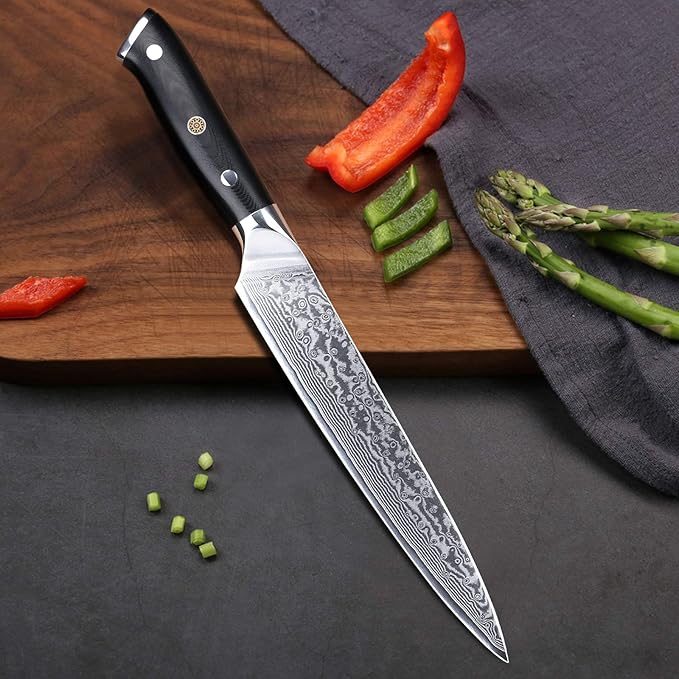 Professional Sashimi Knives 8 Inch - Slicing Knife Classic Damascus Japanese VG-10 Steel Kitchen Chef Knife