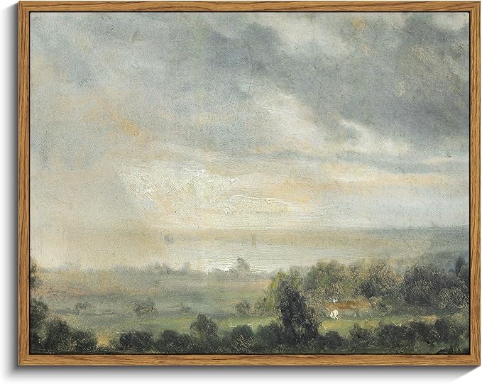 InSimSea Framed Canvas Wall Art Vintage Decor, High Cloudy Sky Landscape Canvas Art Wall Decor, Retro Room Decor for Bedroom Aesthetic, Farmhouse Bedroom Wall Decor, 11"x14"