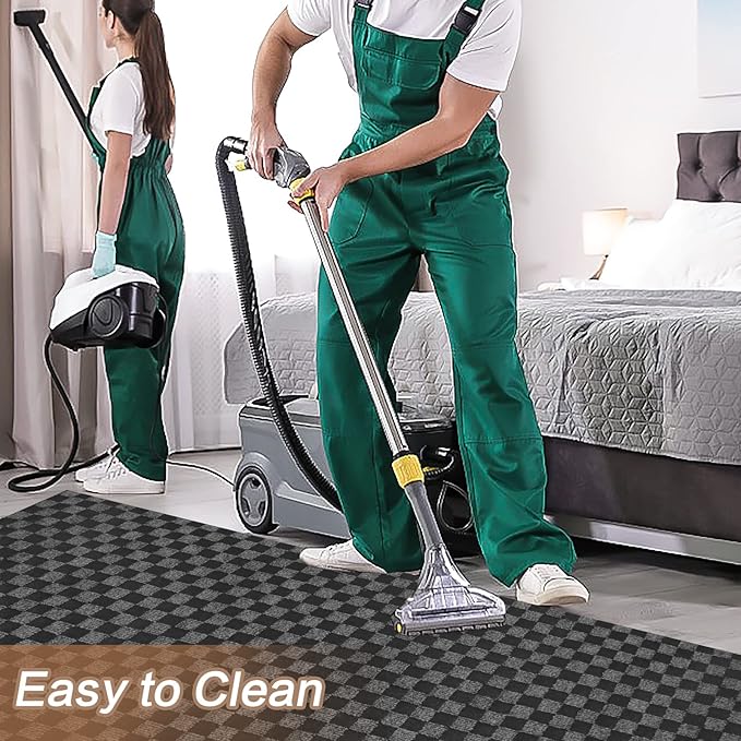 4' x 6' Runner Rugs with Rubber Backing, Indoor Outdoor Utility Carpet Runner Rugs, Checkered Gray, Can Be Used as Aisle for The RV and Boat, Laundry Room and Balcony