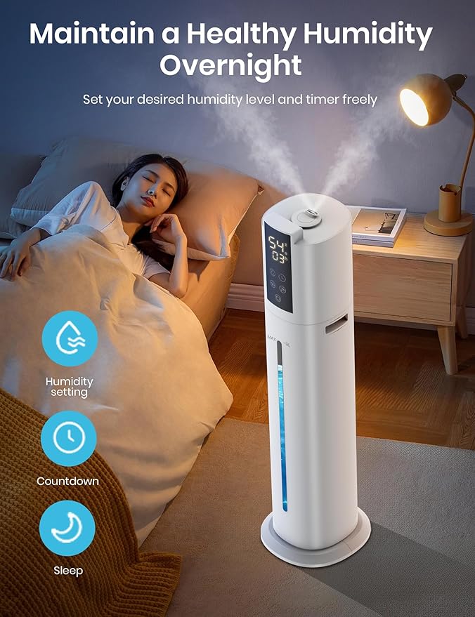 9L/2.38Gal Smart Humidifiers For Large Room,30dB Quiet Whole House Humidifier,Cover Up To 600ft² App/Remote Control,Humidifier For Bedroom,Humidifiers With Essential Oil Diffuser,12 H Timer,White