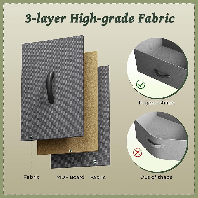 Huuger Long Dresser for Bedroom, 55 Inch TV Stand for 55, 60 Inch TV, Entertainment Center with Drawers, Large Storage 9 Fabric Drawers Dresser, Closet, Dark Grey