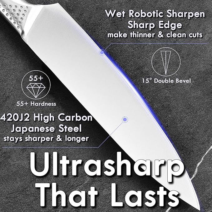 7-Inch Kitchen Essential Chef's Knife, Steel Seamless Handle