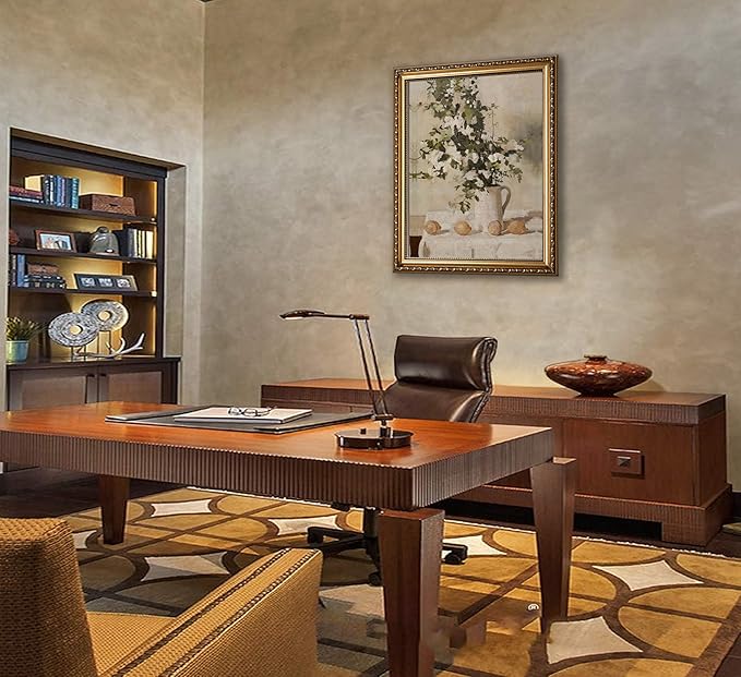 Farmhouse Kitchen Canvas Wall Art Vintage Country Neutral Rustic Muted Flower and Lemon Still Life Painting Picture Wall Decor Poster Print Artwork for Farm Dining Room Home Decoration Unframed