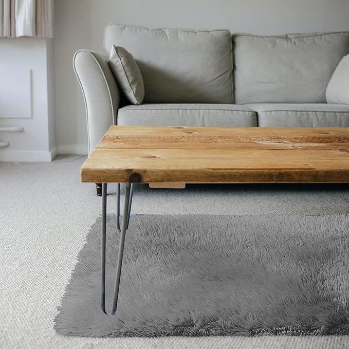 TTLOJ Rectangle Rug for Play Tent, Decorative Area Rug, Fluffy Soft Mat Pad for Kids' Playhouse, Nursery, Children's Room Decor, Dormitory Velvet 50.5" Lx38.5" W Gray