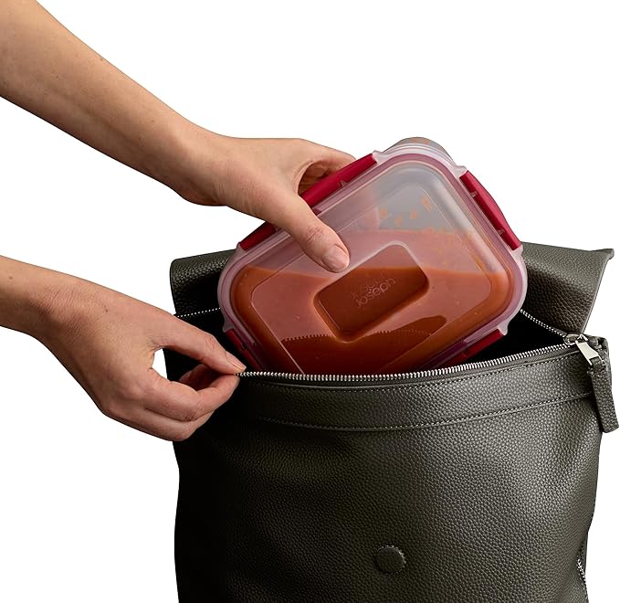 Joseph Joseph Nest Lock 8-piece Plastic BPA Free Food Storage Container Set with Lockable Airtight Leakproof Lids - Red