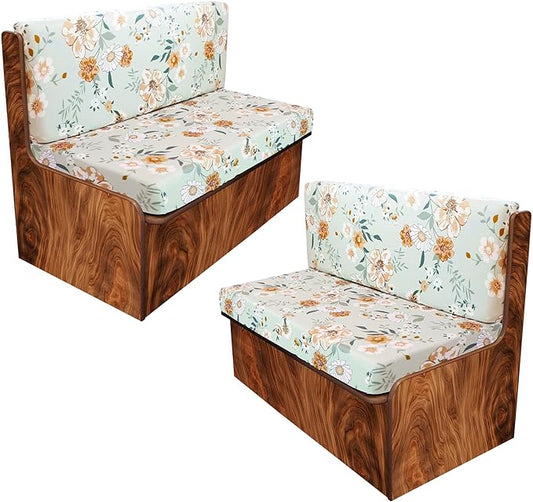 Rv Dinette Cushion Covers,Printing Stretchable Camper Cushion Cover,RV Cushion Slipcover,Rv Couch Cover Replacement for RV Camper Car Bench,2 Backrest Covers and 2 Bench Covers (Blossoming Flowers)