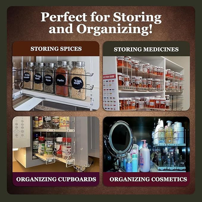 Vertical Spice Narrow Spice Rack -Sliding Spice Jars Organizer - Pantry Organizers & Storage - Slide Out Drawers for Kitchen Cabinets - Seasoning Caddy (2.3" W x 5.0" H x 10.6" D, Partially Assembled)