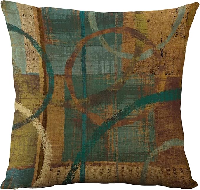 WOMHOPE Set of 4 Vintage Geometric Decorative Throw Pillow Covers Pillow Cases Cushion Cases 18 x 18 Inch for Living Room,Couch and Bed (Wooden)