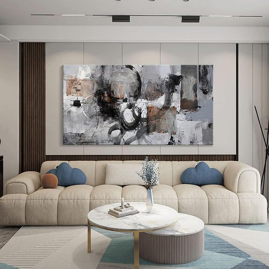Pogusmavi Black Abstract Canvas Wall Art Pictures for Living Room Gray and White Wall Decoration Artwork for Walls Pictures for Bedroom Wall Decor Neutral Painting Canvas Prints Office Posters 20×40IN