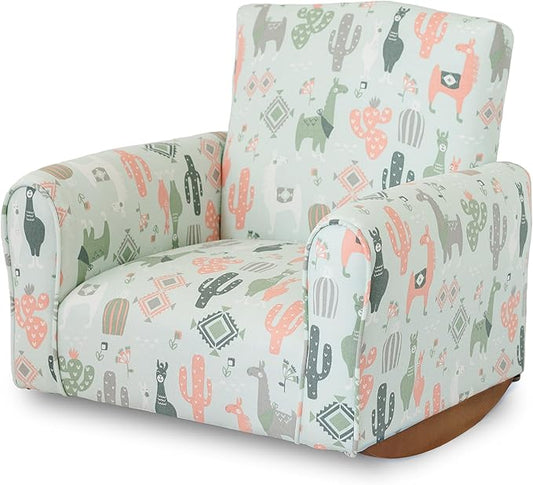 Kid Rocking Chair for Toddlers, Child Chair for Little Kids, Upholstered Toddler Armchair for Children, Comfy and Cute Little Kid Chairs (Rockers, Llama Print)