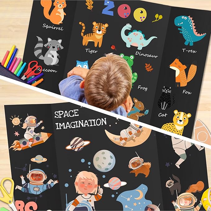 Chell 36" x 48" Large Trifold Poster Board, 4 Pack, Black Corrugated Project Boards for Science Fair, School Projects, Event Displays and Business Presentations