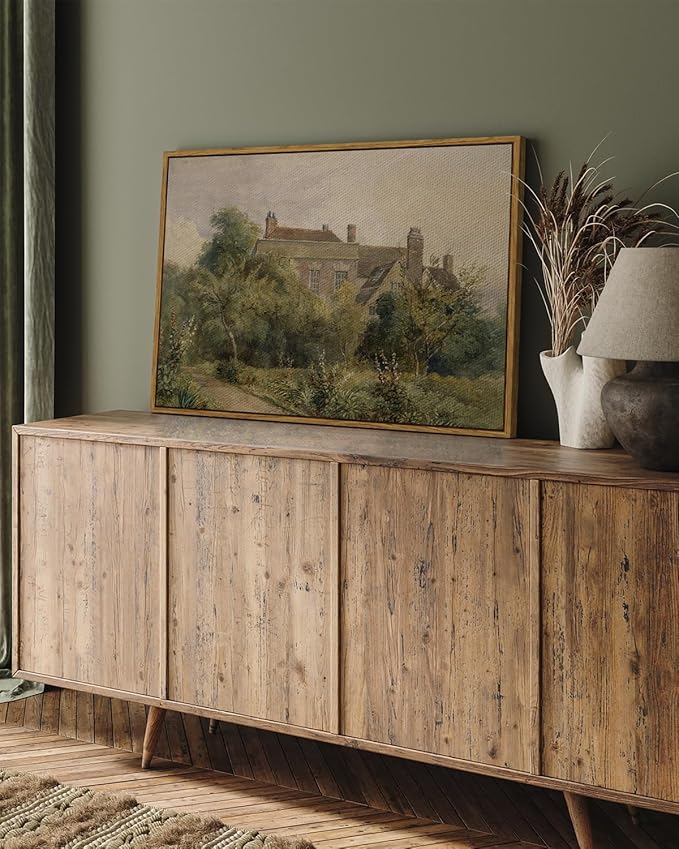 InSimSea Framed Canvas Wall Art Vintage Decor, Home Decor Classical Scenery Landscape Cottage Paintings Prints, Large Prints Artwork, Wall Decorations for Living Room Bathroom, 24"x36"