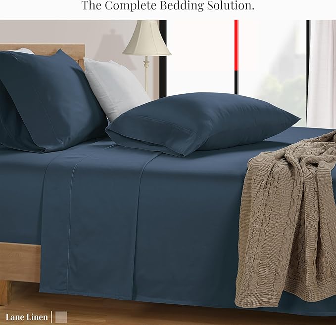 LANE LINEN Split Sheets Set for Adjustable Beds - King Size - 5 Pieces - Denim Sateen Weave