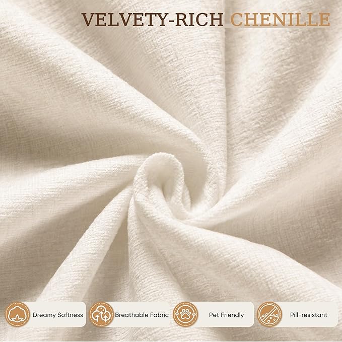 YESHOMY Sectional Couch, 108" Boneless Couches for Living Room, Modular Sectional Sofa with Deep Seat, Cloud Comfy Couch with L-Shape Chaise, No Assembly Required (Chenille, Pearl Cream)