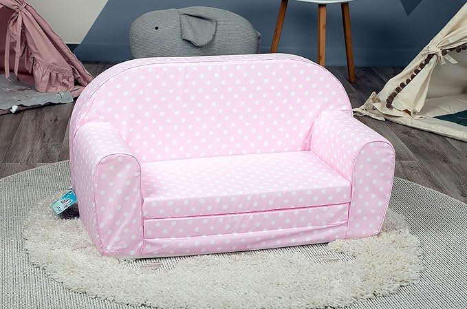 Delsit Kids Couch for Toddlers - 2 in 1 Convertible Foam Sofa to Lounger, Comfy Flip Out Lounge Chair for Children, Made in Europe