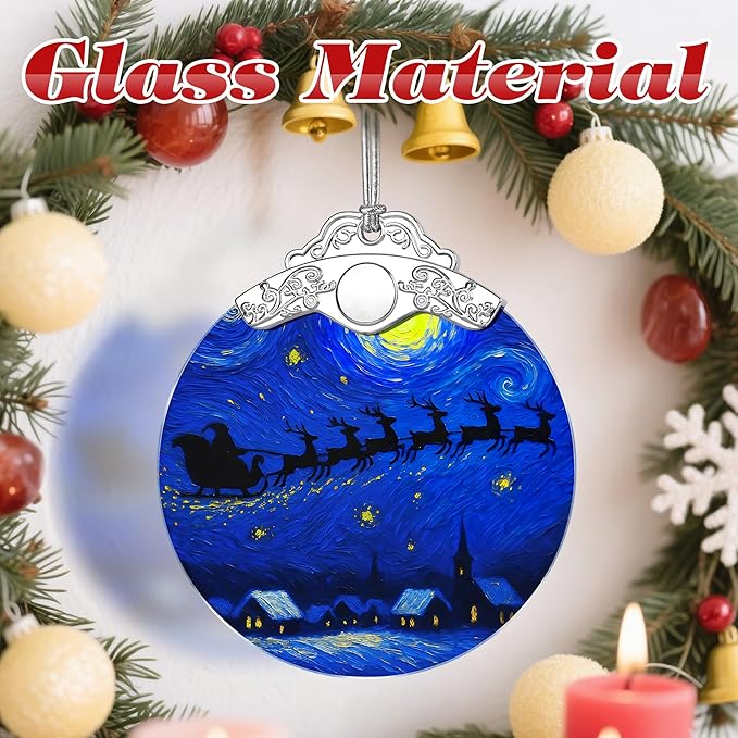 Starry Night Stained Glass Ornament - Christmas Decorations for Tree | Christmas Ornaments | Holiday Ornament – Holiday Party Gifts | Xmas Gifts | Gift Exchange | Gift Idea