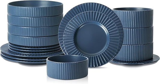 Christian Siriano Lusso 16-Piece Dinnerware Set Stoneware, Ash Blue