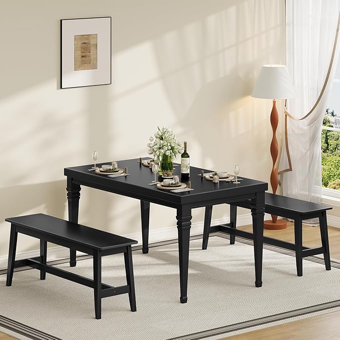 HOOBRO 39.3'' Bamboo Dining Bench, Farmhouse Kitchen Table Bench, Kitchen & Living Room Furniture, Easy to Assemble, Sturdy and Stable, Black BK03CD01G2