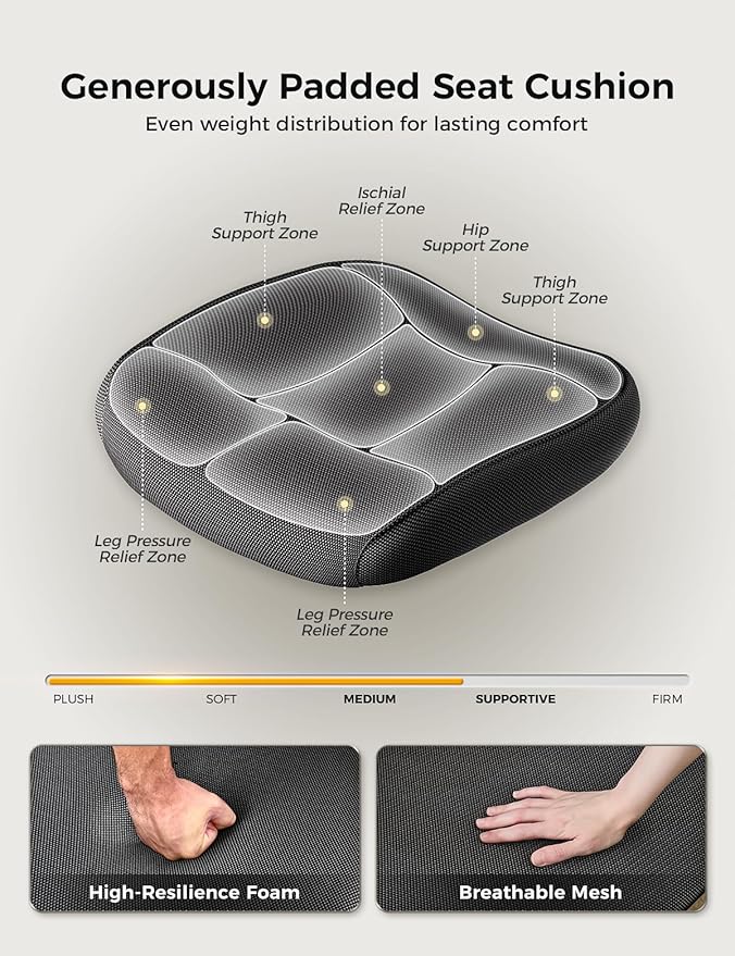 Office Chair, Mesh Ergonomic Desk Chairs, Lumbar Support, Adjustable Height, Flip-up Armrests, Swivel Function and Smooth-Rolling Wheels for Home, Office and Gaming (Black)