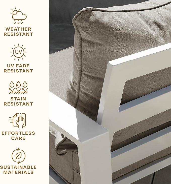 Honeycomb Outdoor Deep Seat, 24 x 23, Solarvie Taupe Chair Cushion for Patio Furniture