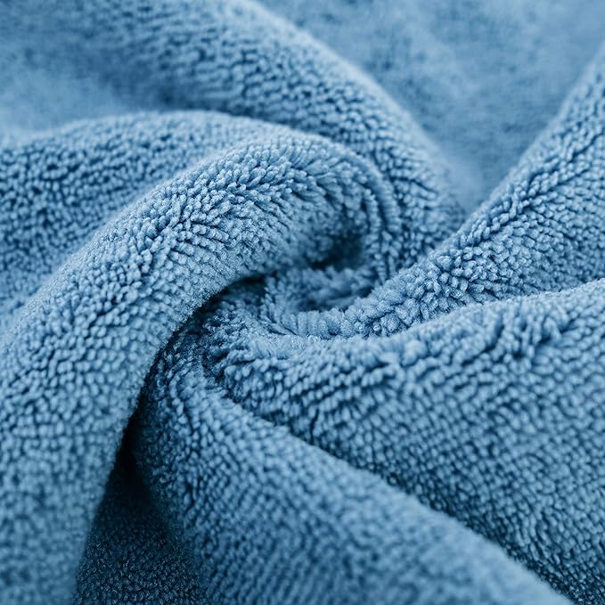 POLYTE Oversize, 60 x 30 in., Quick Dry Lint Free Microfiber Bath Towel Set, 6 Piece (Blue)