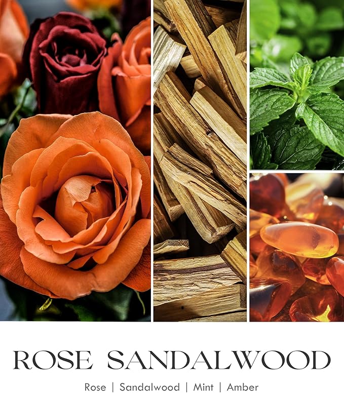 AOOVOO Scented Candles for Men - Rose & Sandalwood Candles for Home Scented | Crackling Wood Wick Soy Candles | Strong Fragranced Masculine Black Candle Gift for Women & Men, 22oz