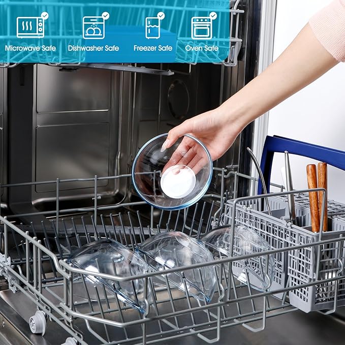 NUTRIUPS 5 Inch Small Glass Bowls Set of 6, Tempered Glass Sauce Bowls for Kitchen Microwave and Oven Safe