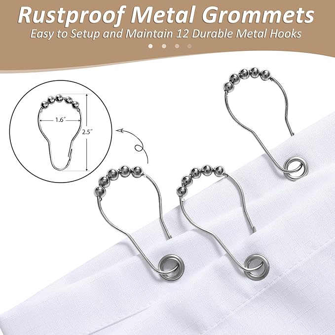 Naturoom Camel Shower Curtains for Bathroom,Ombre Cloth Fabric Shower Curtain Set with 12 Hooks Camel Bathroom Decor 72 x 72