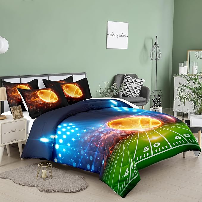 Tailor Shop Football Boys Comforter Sets Twin Size,Football Bedding Sets for Boys Kids Teens with 1 Pillowcase……