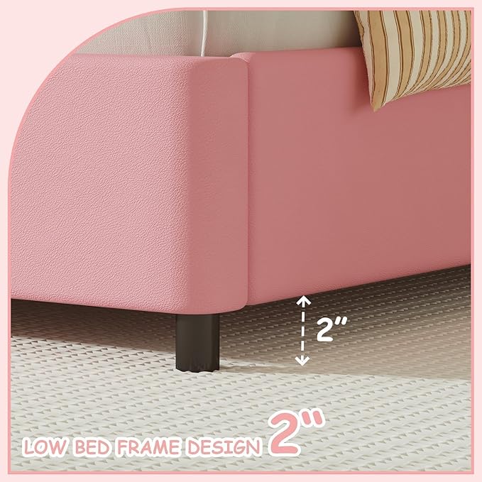 BarnFurin Queen Bed Frame with LED Lights, Queen Size Bed Frame with Headboard LED Lights, Upholstered Platform Bed with Cloud Headboard, No Box Spring Required, Easy Assembly, Pink