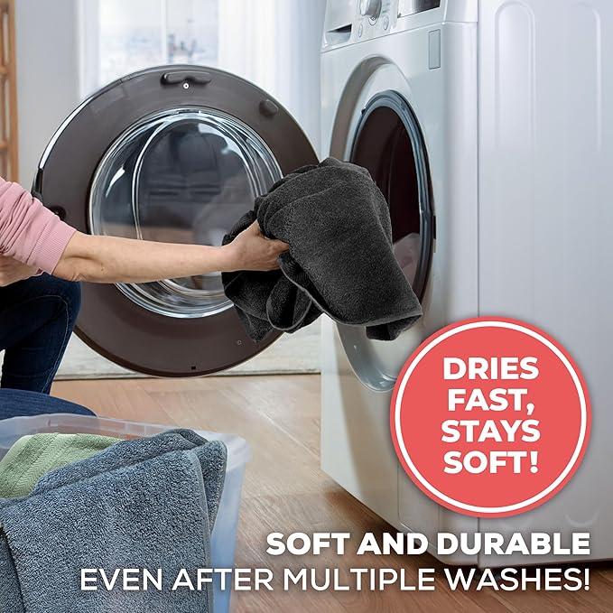 TEXTILOM 100% Turkish Cotton 4 Piece Luxury Washcloth Towel Set for Bathroom & Kitchen, Thick & Super Soft & Highly Absorbent & Quick Dry for Face and Hand- Black