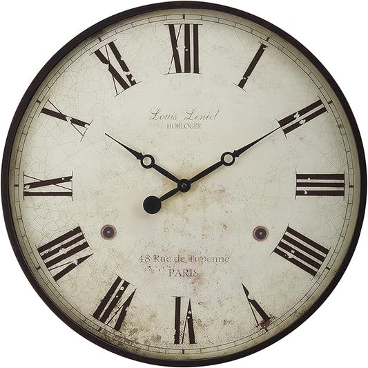 Large Farmhouse Wall Clock,20 inch Rustic Roman Numeral Big Wall Clock for Living Room, Kitchen, Living Room, Bedroom,Battery Operated, Dark White