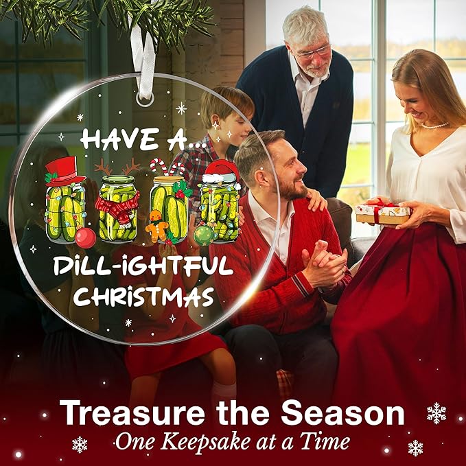 Dill Pickle Ornament - Dill Pickle Ornaments for Christmas Tree - Unique Feature of Small Pickle Ornaments - Ideal Gift for Christmas Tree, Perfect Pickles Ornament for Xmas