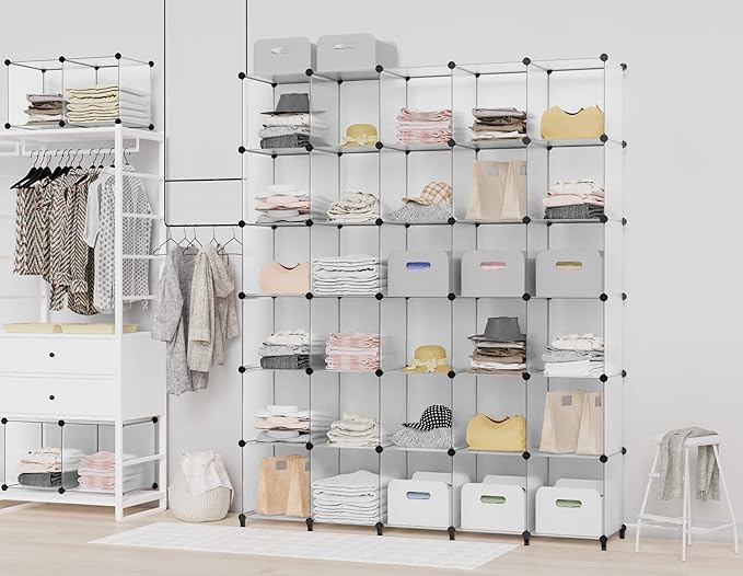 HOMIDEC Closet Organizer, 12-Cube Closet Organizers and Storage, Portable Cube Storage Organizer, Closet Shelves for Kids, Closet, Bedroom, Bathroom, Office, Transparent
