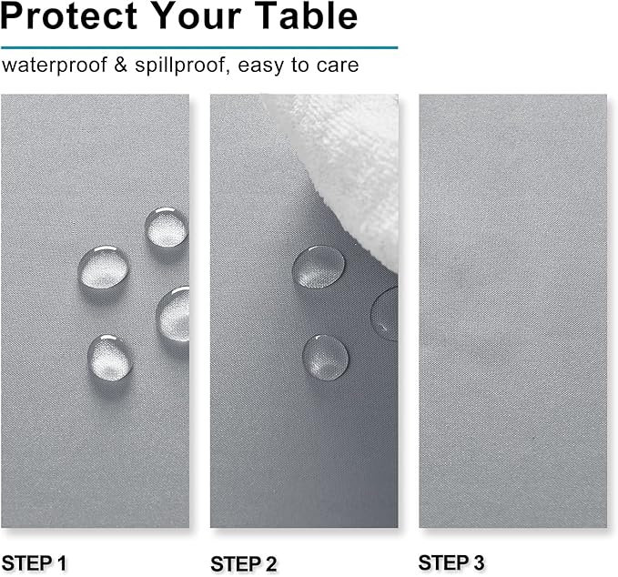 Hiasan Silver Grey Square Tablecloth - Waterproof and Spillproof Washable Fabric Table Cloth for Dining Room Kitchen Party and Outdoor, 60 x 60 Inch