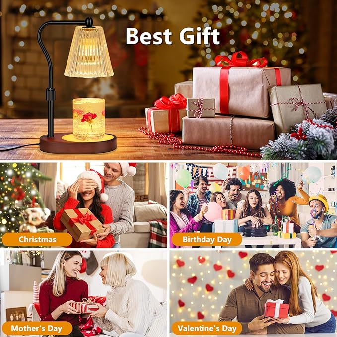 Candle Warmer Lamp with 7 LED Colors Lamp,Candle Warmer with Timer Dimmer Adjustable Height,Christmas Gift for Women Mom,Birthday Gifts for Women Mom