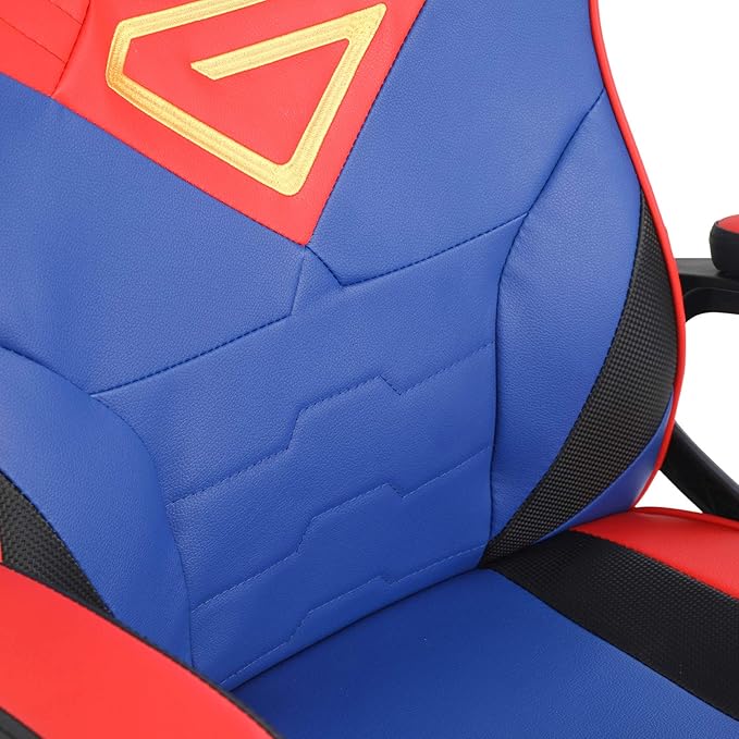 Modern-Depo Gaming Chair for Teenagers Juniors, Swivel Ergonomic Desk Chair, Height Adjustable Student Racer Chair, Blue Red