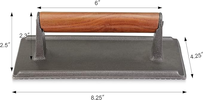 New Star Foodservice 36435 Commercial Grade Iron Steak Weight/Bacon Press, 8.25 by 4.25-Inch