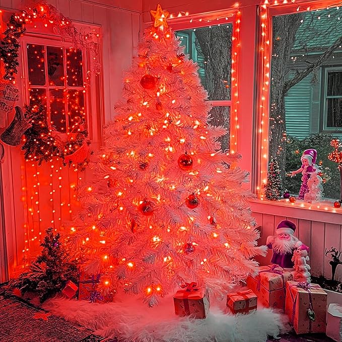 KAQ Connectable 240LED Red String Lights Outdoor/Indoor, Extendable Plug in Twinkle Fairy Lights Waterproof with 8 Modes&Timer Function for Garden Bedroom Patio Tree Christmas Decorations