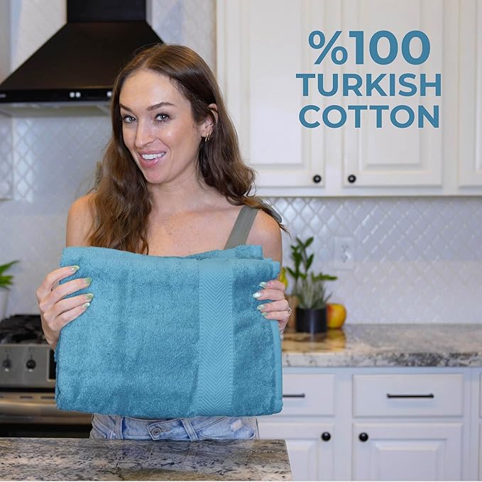 TEXTILOM 100% Turkish Cotton Oversized Luxury Bath Sheets, Jumbo & Extra Large Bath Towels Sheet for Bathroom and Shower with Maximum Softness & Absorbent (40 x 80 inches)- Mid Blue