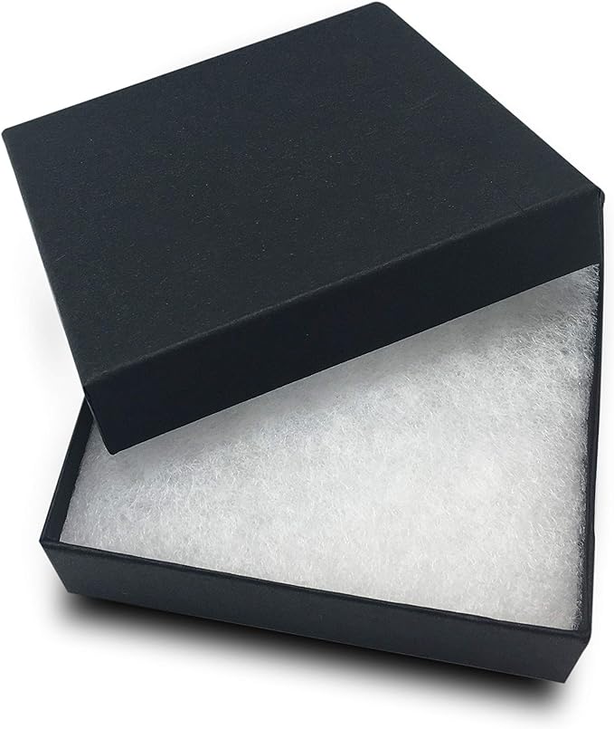TheDisplayGuys - 100-Pack #33 Cotton Filled Cardboard Paper Jewelry Boxes Gift Case - Matte Black (3.5" x 3.5" x 1.0") - for Shipping or Storage