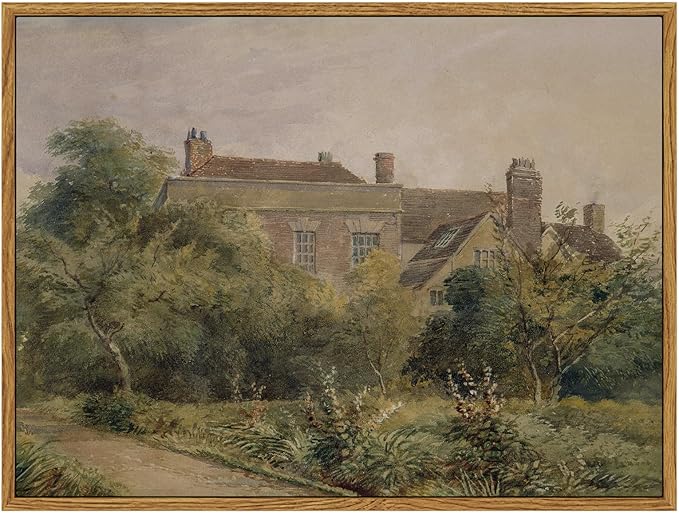 InSimSea Framed Canvas Wall Art Vintage Decor, Home Decor Classical Scenery Landscape Watercolor Paintings Canvas Prints, Wall Decorations for Living Room Farmhouse Bathroom Decor, 12"x16"