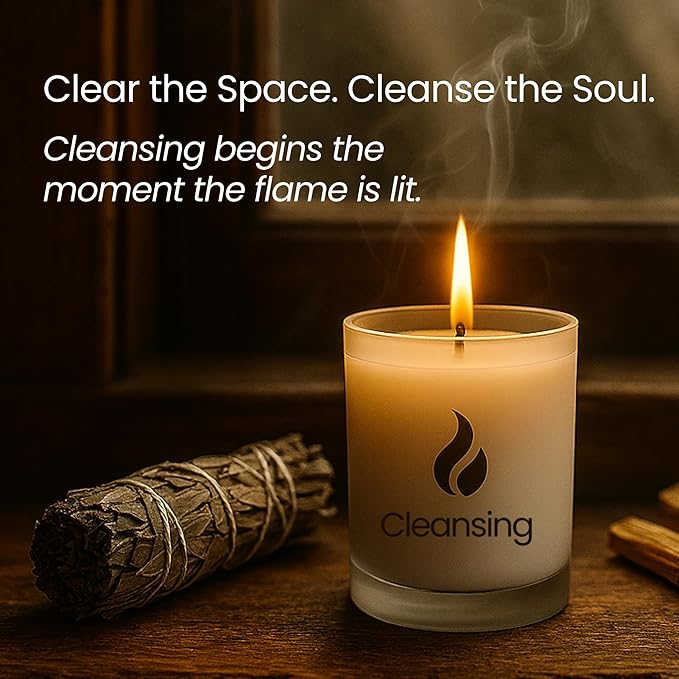 Natur IX Cleansing Scented Candles for Home | Sage & Palo Santo | Natural Non Toxic Soy Candles with Essential Oils | 50 H Long Burning | (Cleansing | Palo Santo & Sage)
