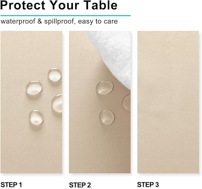 Hiasan Beige Rectangle Tablecloth - Waterproof Spillproof and Wrinkle Resistant Washable Polyester Table Cloth for Dining Party, 52 x 70 inch