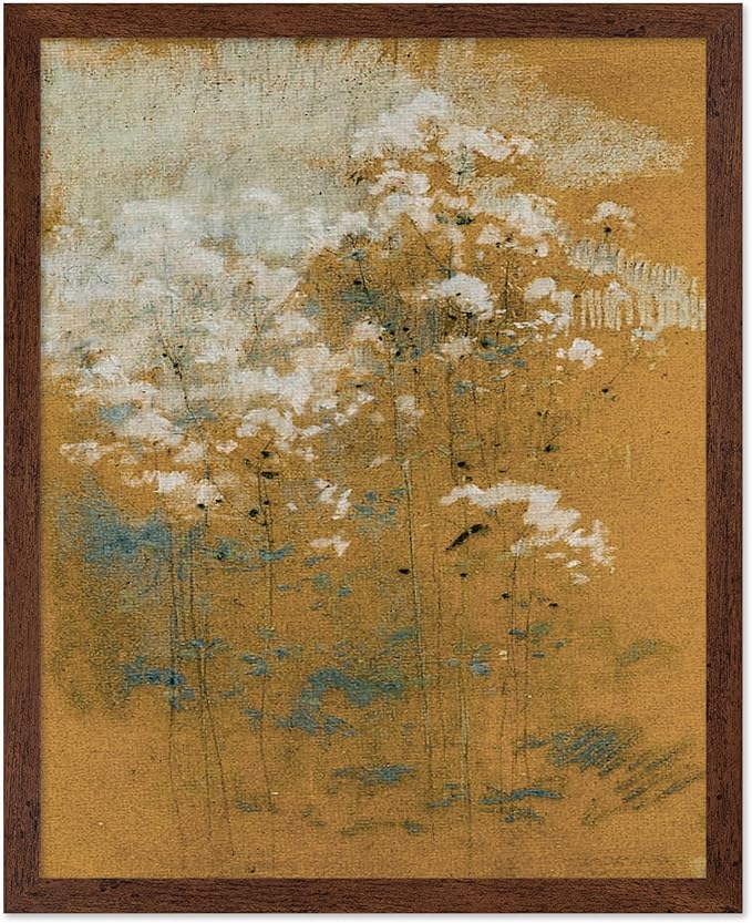 Poster Master Vintage Wild Flowers Poster - Retro Tonal Botanical Painting Print - Abstract Art - Floral Art - Farmhouse Art - Aesthetic Flower Shop or Living Room Wall Decor, 11x14 Brown Framed